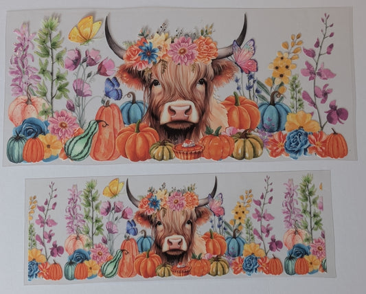 40oz Floral highland cow