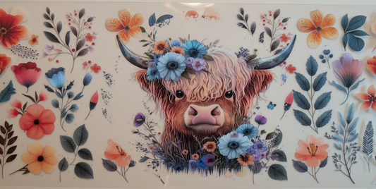 Blue floral cow. #597