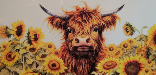 Brown sunflower cow #594