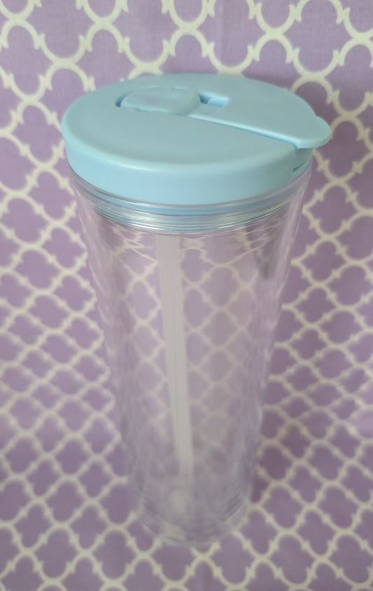 24 oz powder blue flip top snowglobe
