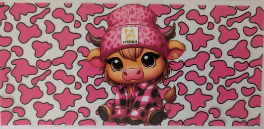 Pink Flannel Beanie cow
