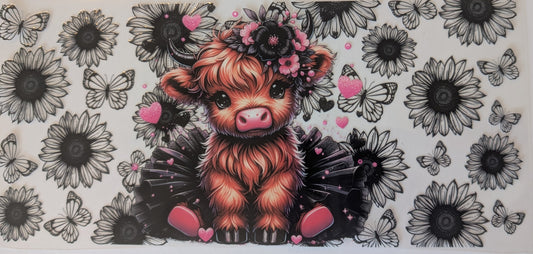 BLACK FLORAL COW