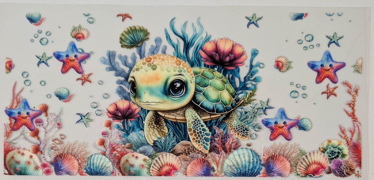 Baby turtle with starfish