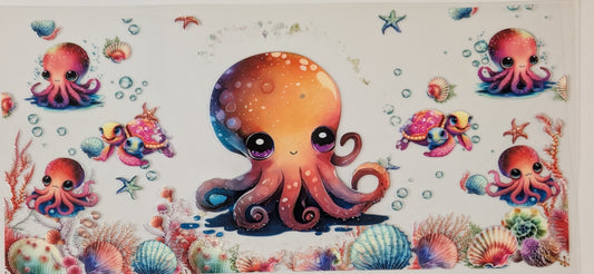 Orange octopus with turtles