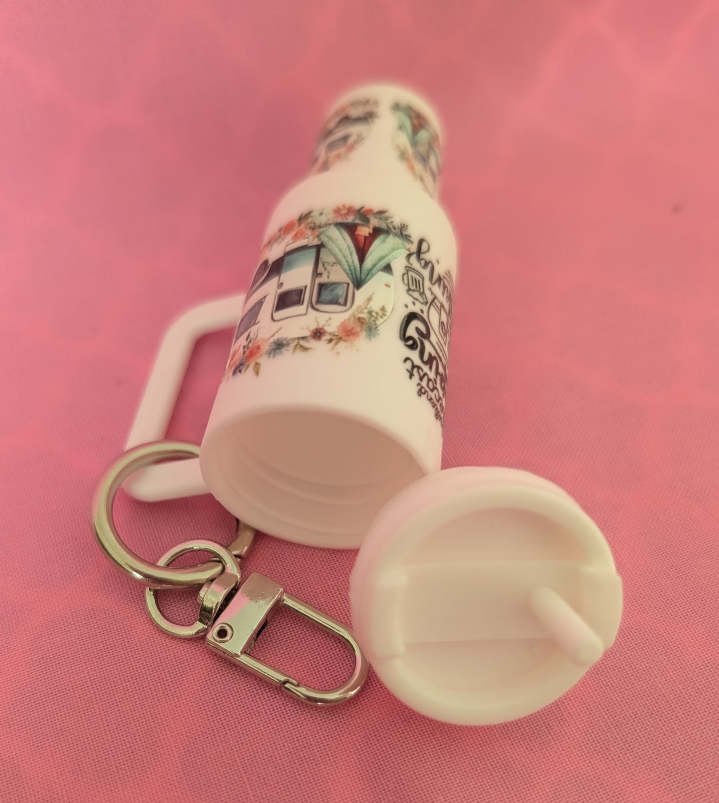 Camping chapstick keychain