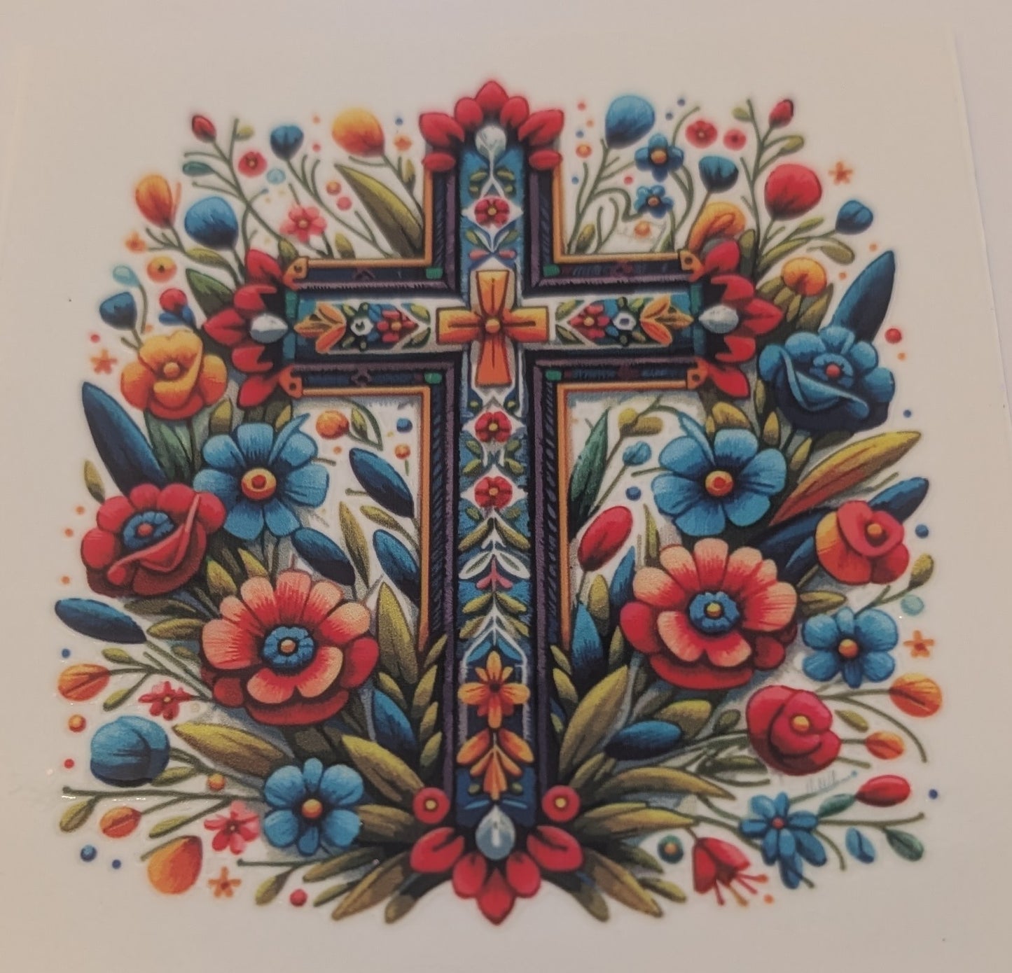 Colorful floral cross