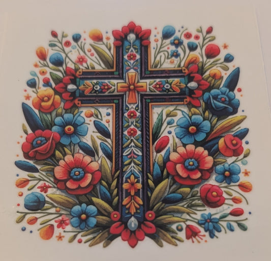 Colorful floral cross