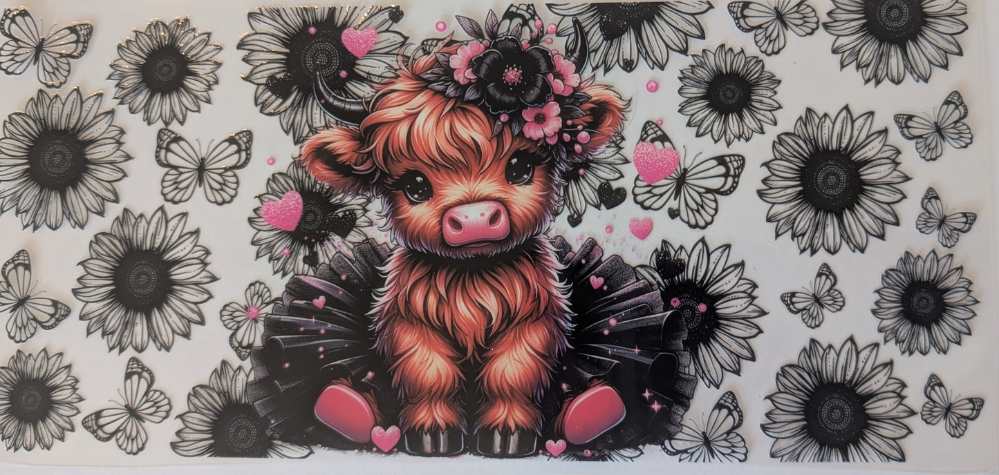 BLACK FLORAL COW