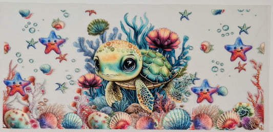 Baby turtle with starfish